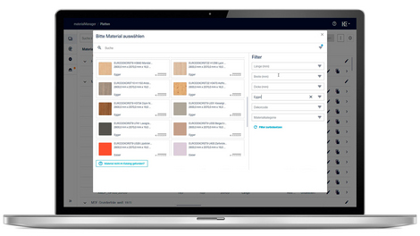 Die Plattendaten von EGGER sind ab jetzt im materialManager, der App zur zentralen Materialverwaltung, digital verfügbar. Die Plattendaten von EGGER sind ab jetzt im materialManager, der App zur zentralen Materialverwaltung, digital verfügbar.