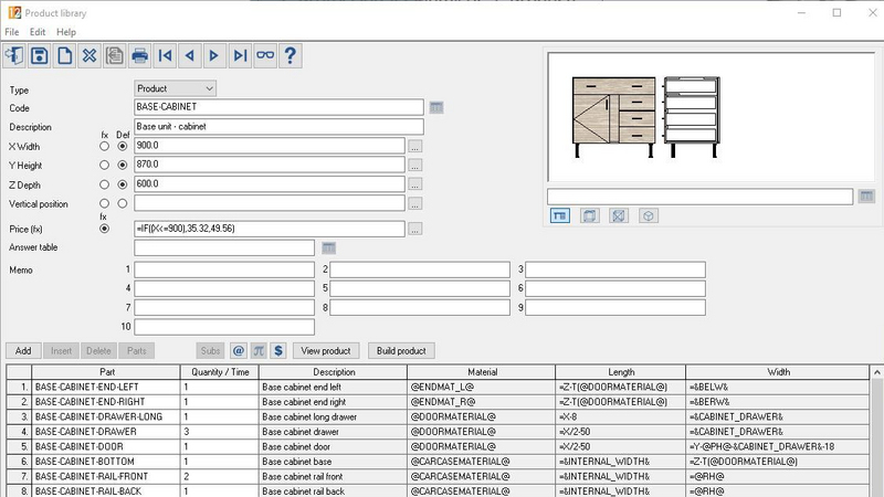 Cut Rite: Order processing and variablee parts lists module, creation of quotations