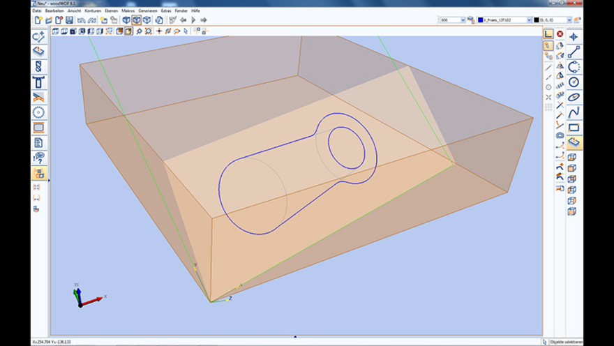 CAD-Konstruktion auf geneigter Ebene