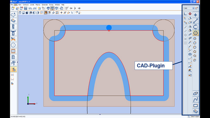 CAD-Plugin bietet CAD-Funktionen direkt in woodWOP