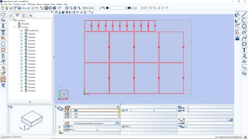 Schema di nesting in woodWOP