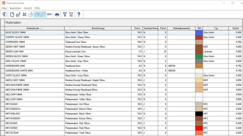 Schnitt Profi(t): Integrierte Materialdatenbank