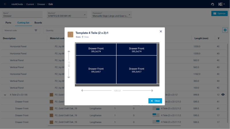 テンプレート構成部品の統合された見やすい実物大プレビュー