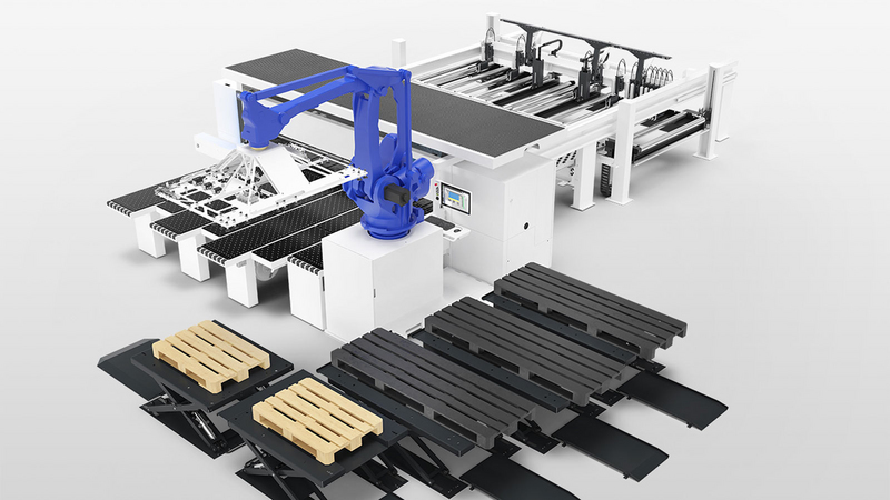 Plattenaufteilsäge SAWTEQ B-300-400 flexTec mit 5 Hubtischen