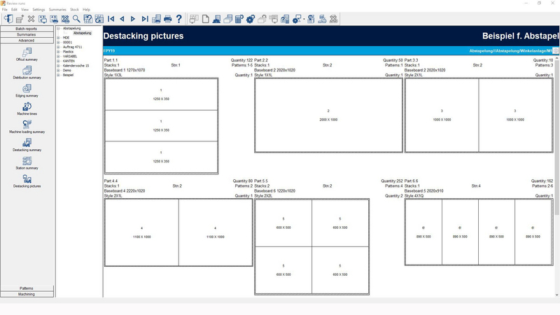 Cut Rite: Destacking module, workflow display