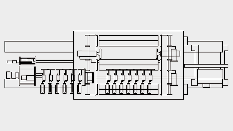 Vue de dessus scie à lames multiples SAWTEQ M-500