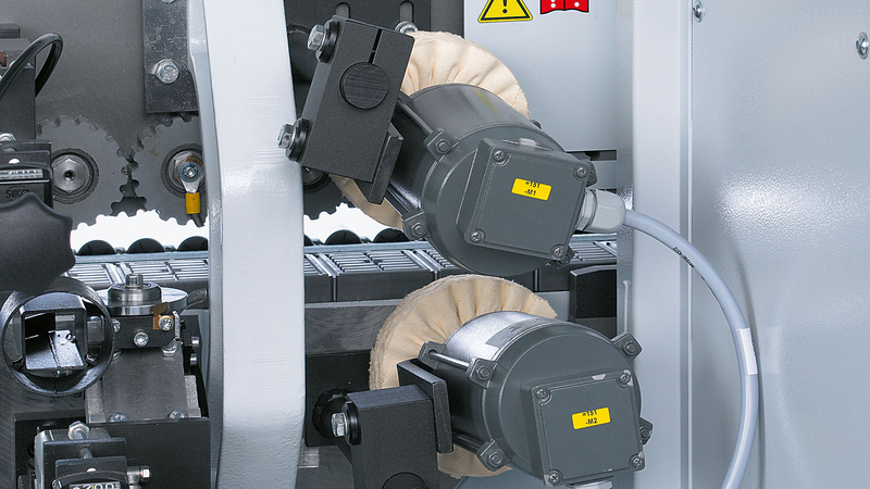 Bufﬁng unit to polish edges and maintain their natural colour.