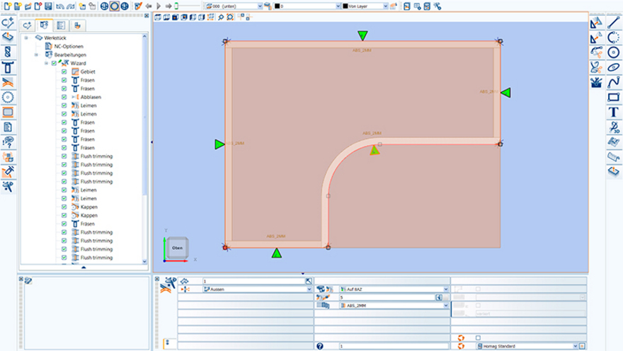 woodWOP 8: Neuer Wizard für das Programmieren von Kantenverleimen auf der CNC