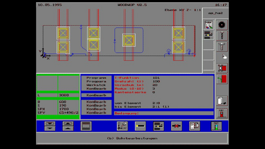 woodWOP 2.5 Programm einer Arbeitsplatte