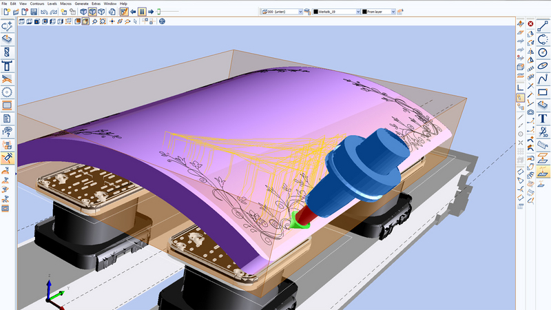 DXF engraving on a curved front