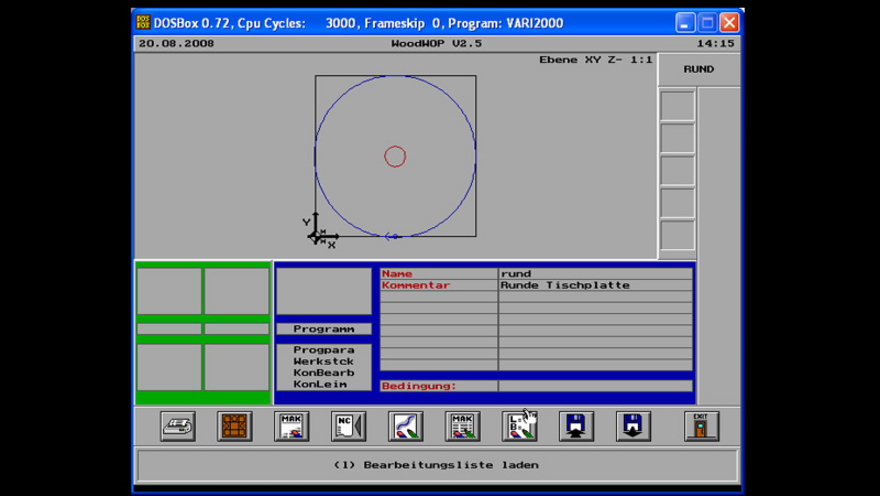 woodWOP 2.5 auf einem DOS Betriebssystem