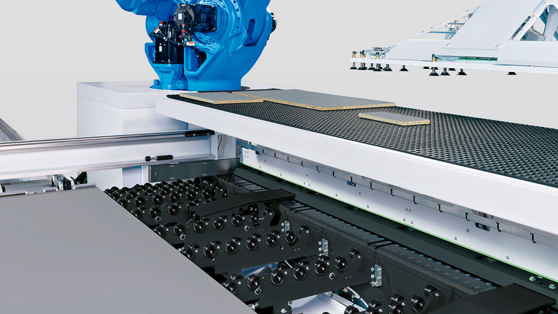 SAWTEQ B-320 flexTec: A mesa traseira da máquina