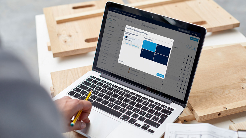 Mit nur einem Klick wird dem Bauteil eine genaue Position innerhalb der Schablone zugewiesen.