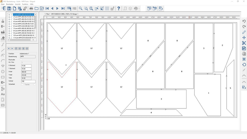 Optimized cutting plan for nesting