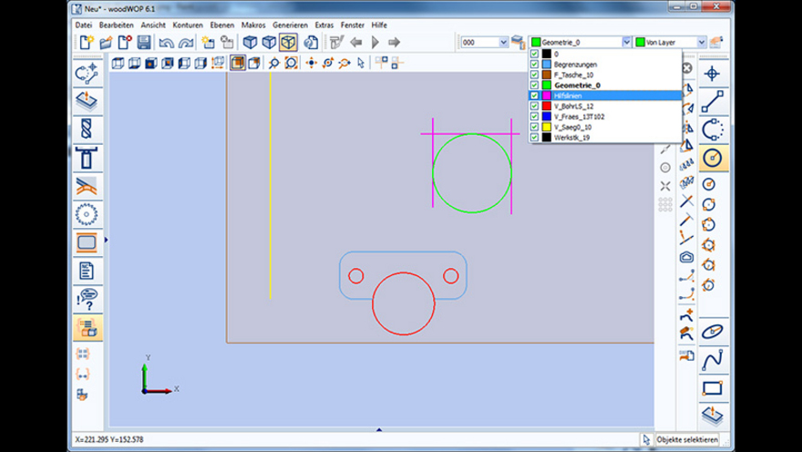 Layersteuerung im woodWOP CAD-Plugin