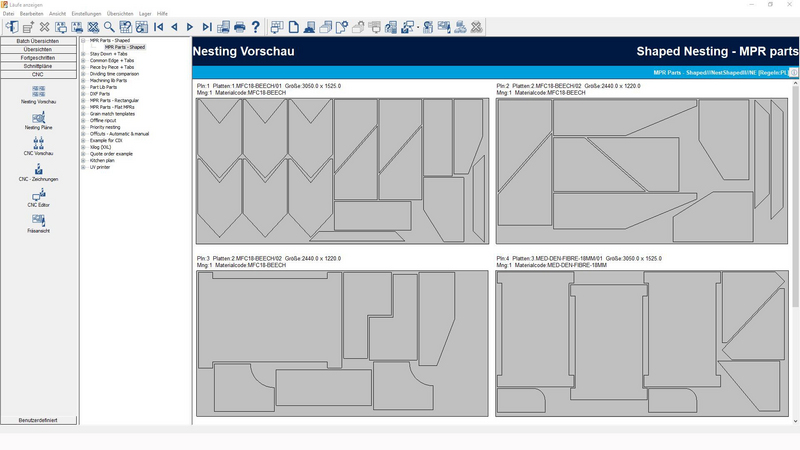 Nesting: Cutting plans for a furniture production