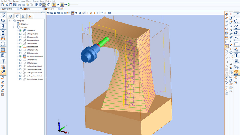 Roughing, finishing and pocket island milling