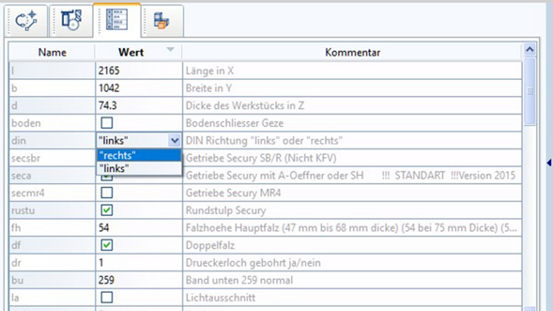 Variablentabellen - Vereinfachte Bedienung dank Formularansicht und zusätzlicher Hilfsgrafiken. 