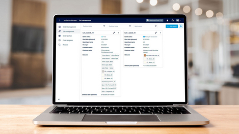 A partire da adesso, in productionManager è possibile combinare gli ordini in lotti di produzione in modo rapido e semplice e raggrupparli in maniera intelligente!