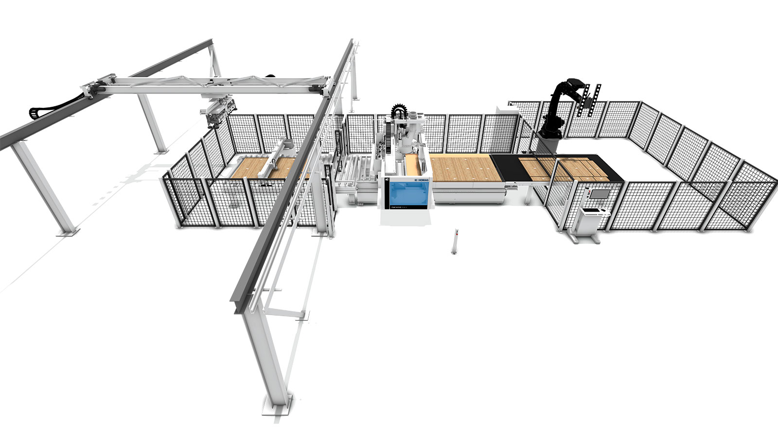 Concept 2R: With labeling system, including warehouse connection and robot stacking