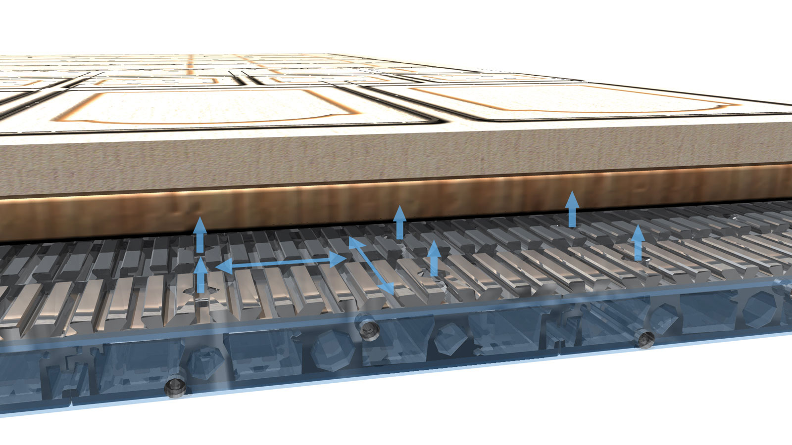 Vacuum grid table with air cushion function: