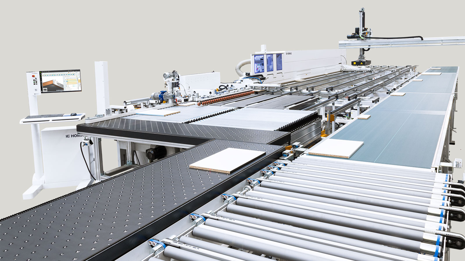 Kantenanleimmaschine EDGETEQ S-500 mit Zuführsystem WZ14