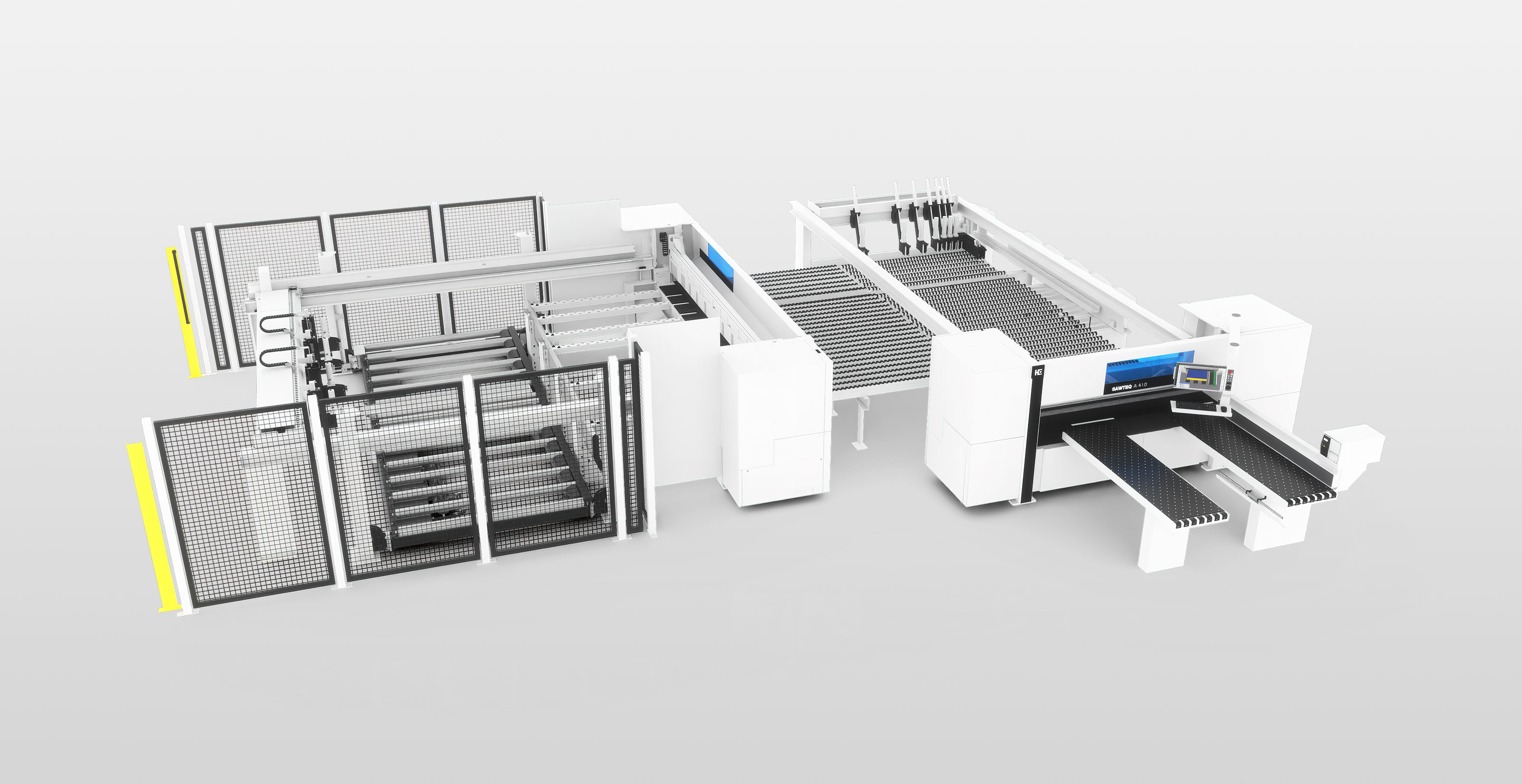 Plattenaufteilsäge SAWTEQ B-400 als Winkelanlage