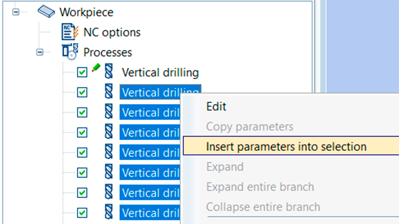 woodWOP 8: Mass changes of parameter values