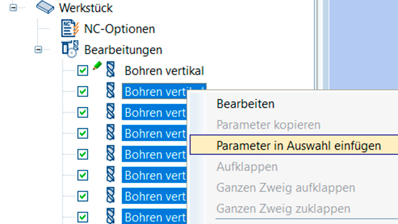 woodWOP 8: Massenänderungen von Parameterwerten