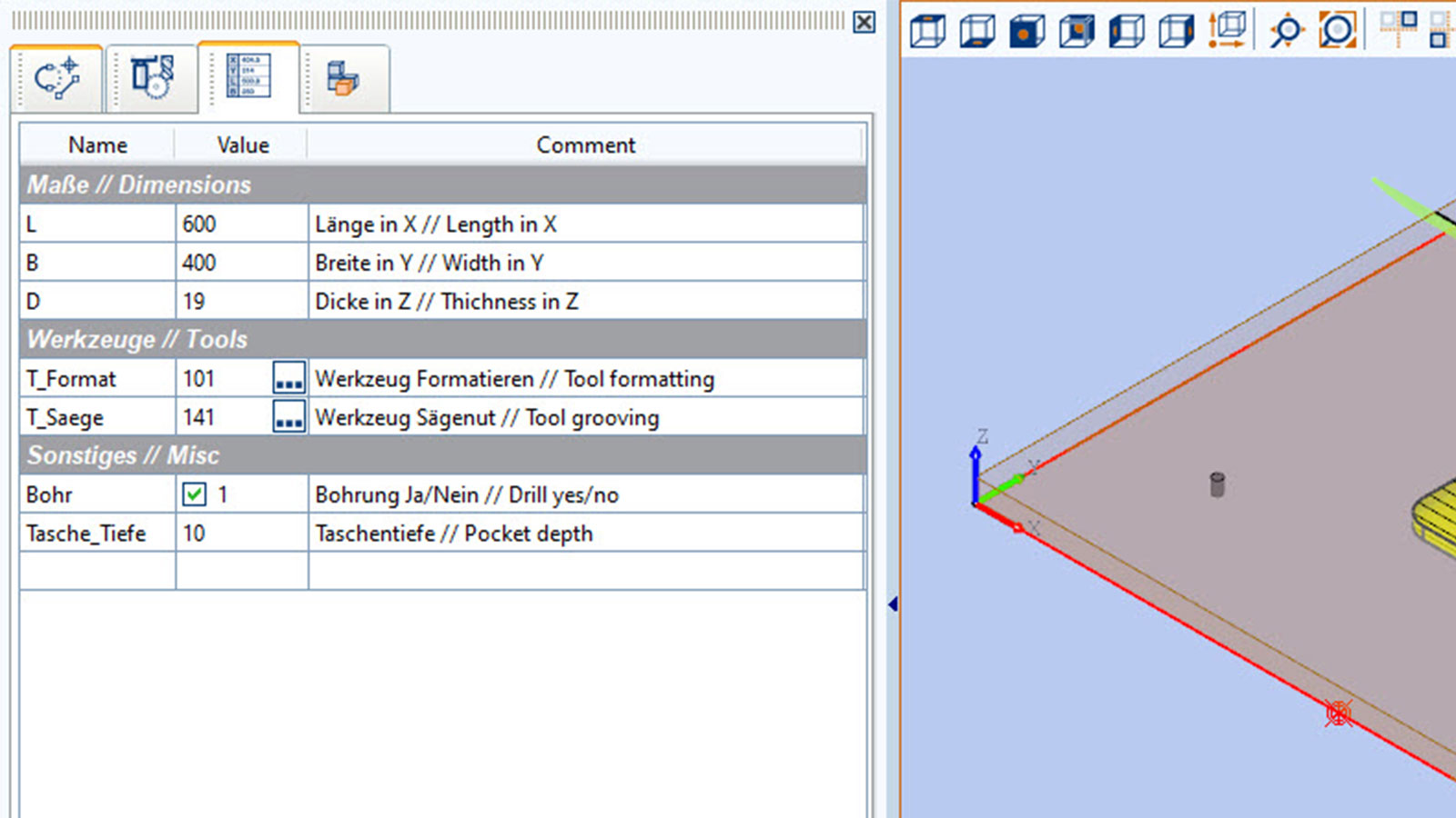 woodWOP 8.1 variable separator