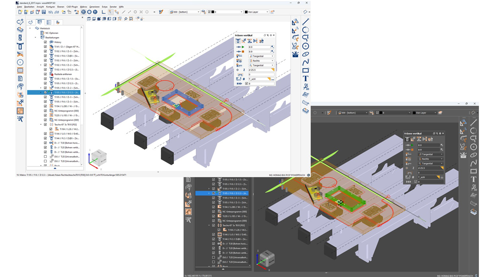 The new woodWOP 9.0 design: clear user interface in light and dark mode for optimum user-friendliness