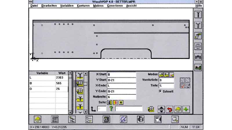 Variable programming of a side part