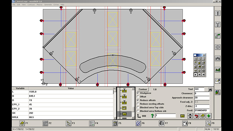 Table plate with free-form pocket and offcut reduction