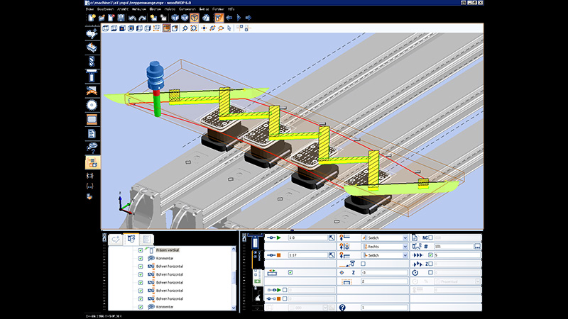 3D graphic of workpiece, tool, processing, and clamping equipment