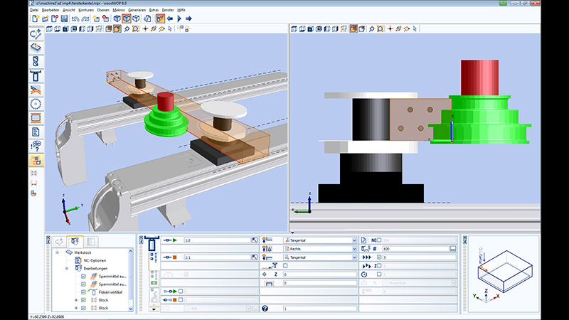Display of profile tools and clamping equipment