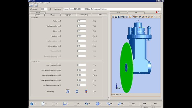 Tool management with 3D graphics