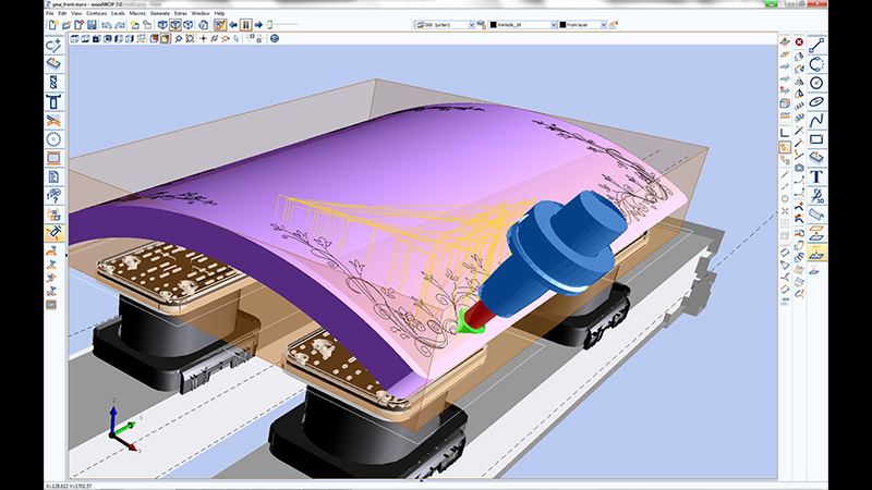 3D engraving on curved furniture front