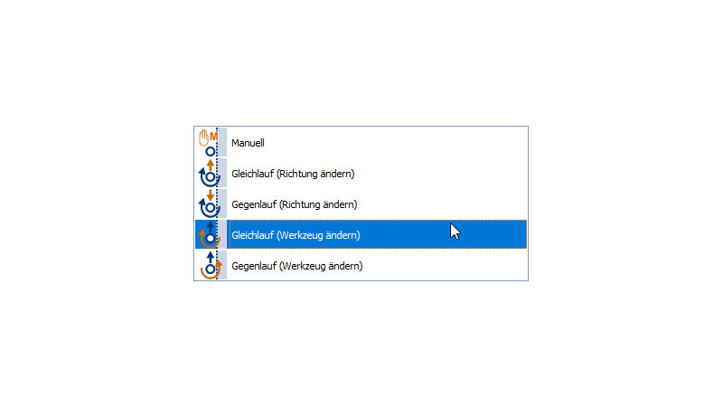 Settings for mirrored milling